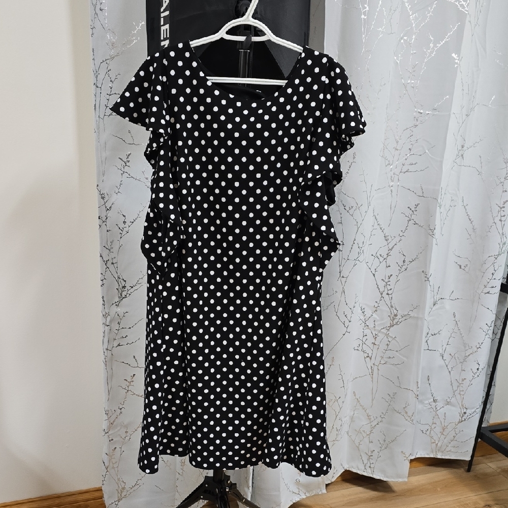 Lane Bryant Black and White Polka Dot Midi Dress